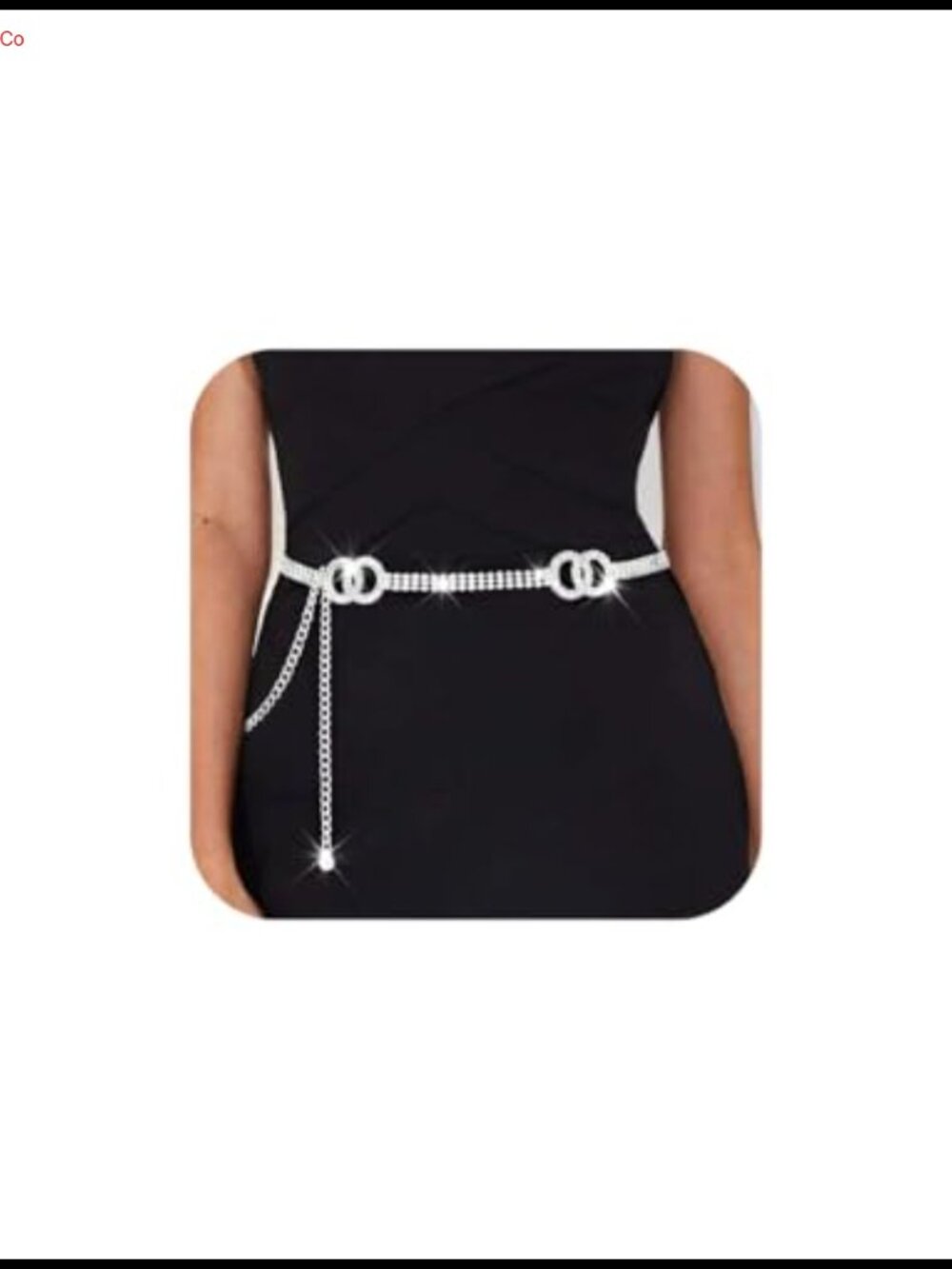 Rhinestone Crystal Chain Belt Silver Waist Chain Sparkle Thin Belt for Women